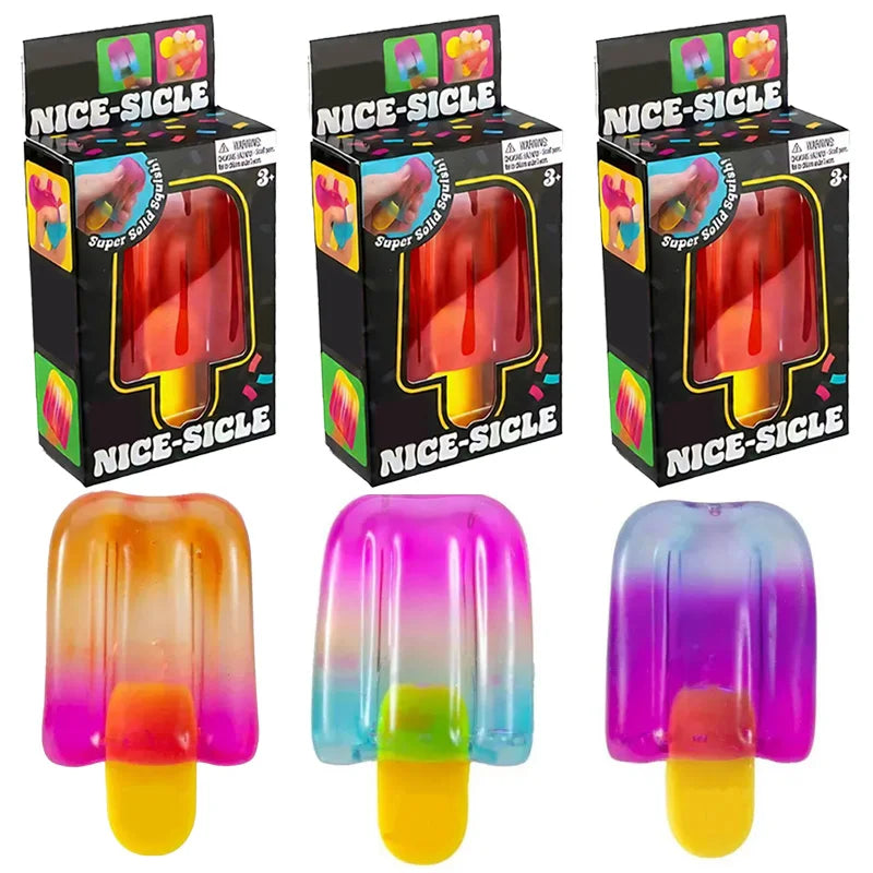 1/3pcs Ice Cream Squishy Squeeze Toy Nice Cube Sensory Fidget Toy Portable Stress Relief Gadget for Office Home Daily Relax