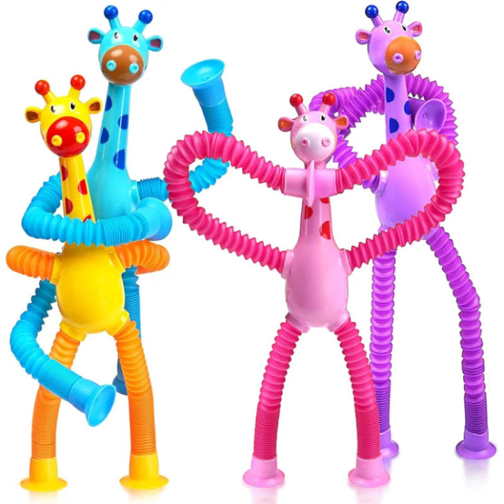 Giraffe Sensory Travel Toys 4Pcs Suction Airplane Autism Pop Tube Fidget Toys Autistic Easter Basket Stocking
