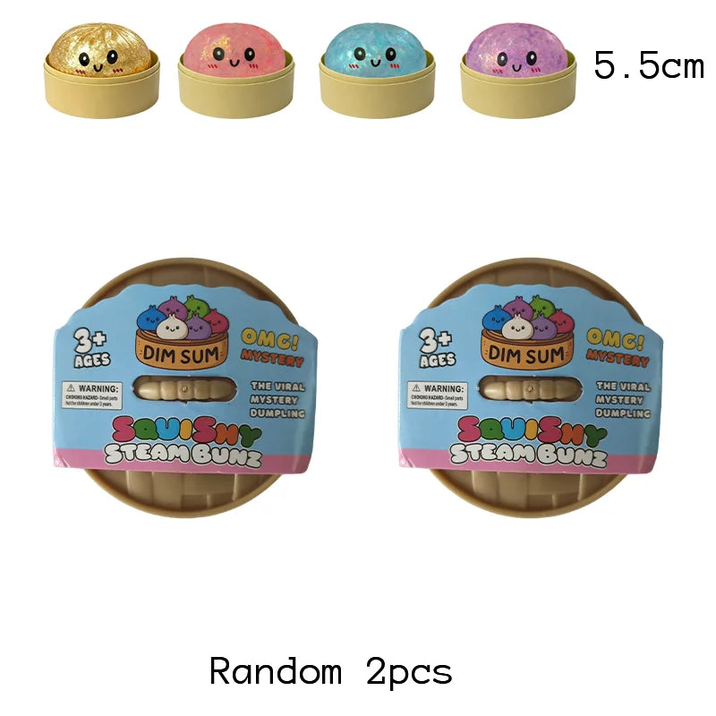 Dumpling Squishy with Box Dumplings Sensory Steamer Soft TPR Dough Ball for Decompression Fidget Toy Stress Relief Gift