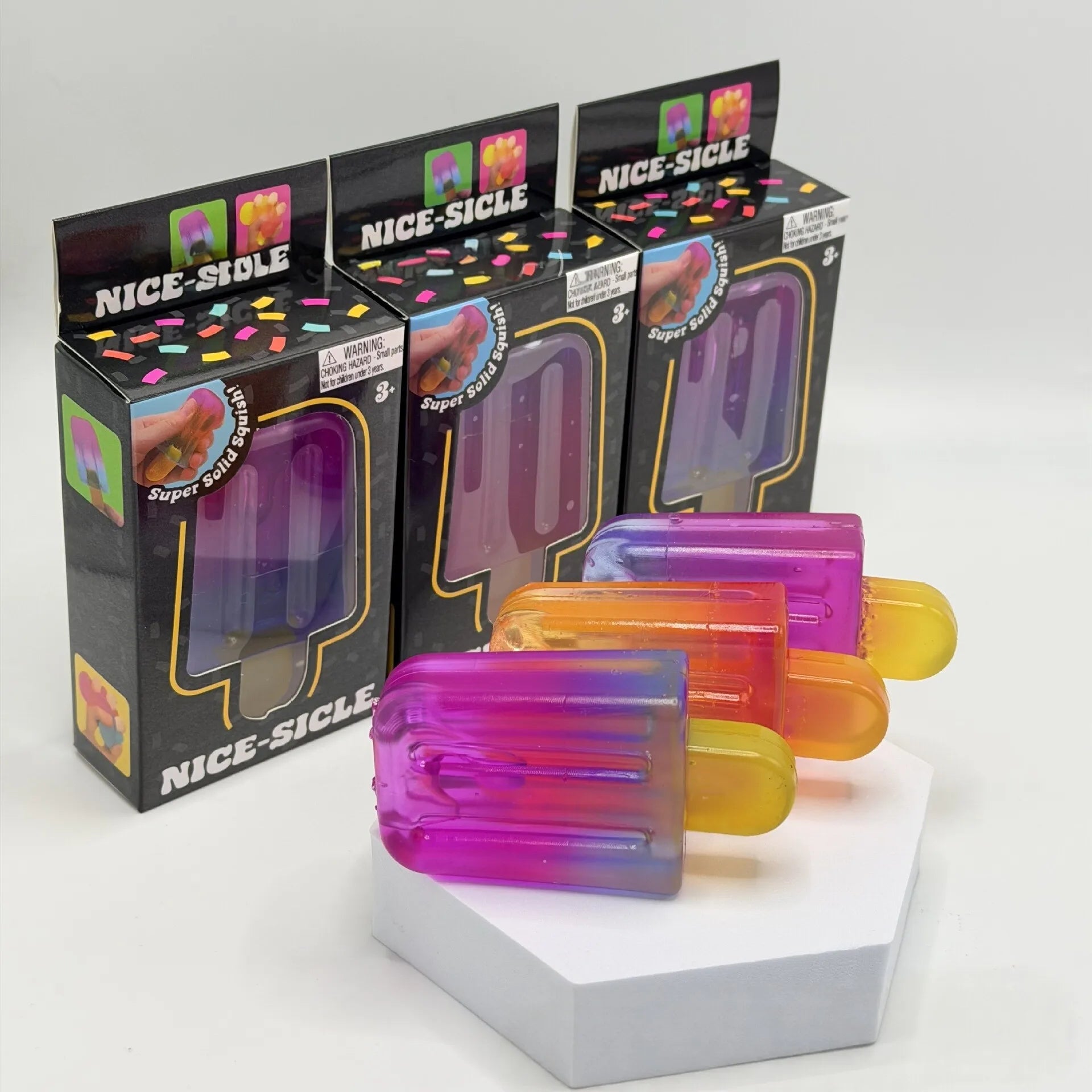 1/3pcs Ice Cream Squishy Squeeze Toy Nice Cube Sensory Fidget Toy Portable Stress Relief Gadget for Office Home Daily Relax