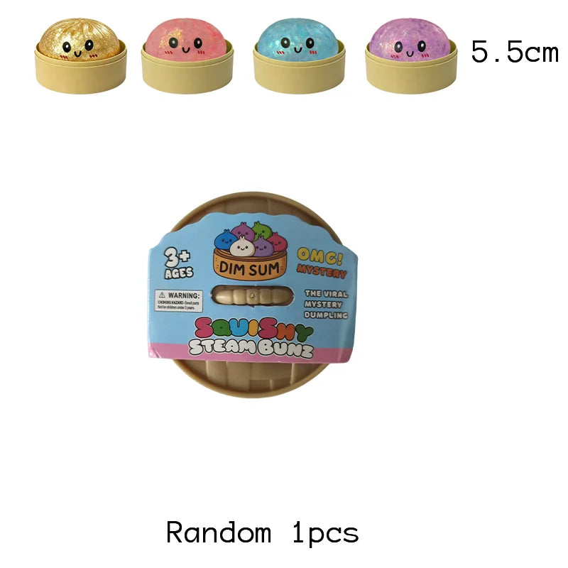 Dumpling Squishy with Box Dumplings Sensory Steamer Soft TPR Dough Ball for Decompression Fidget Toy Stress Relief Gift
