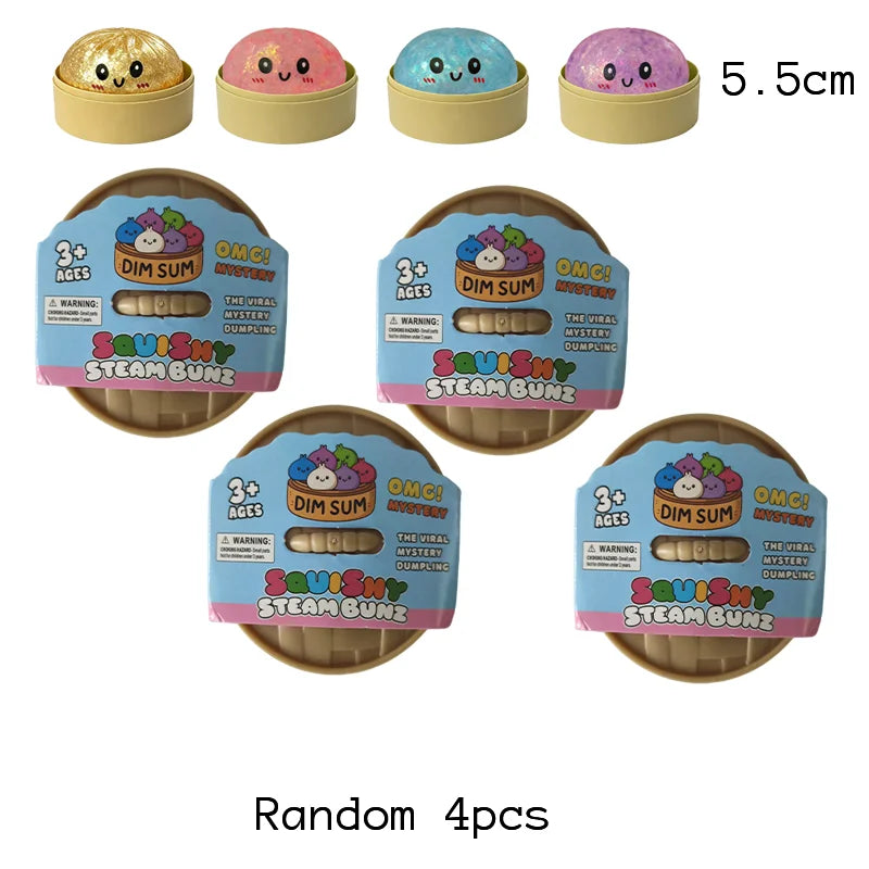 Dumpling Squishy with Box Dumplings Sensory Steamer Soft TPR Dough Ball for Decompression Fidget Toy Stress Relief Gift